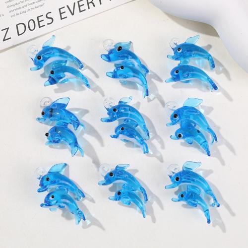 Tier Murano Anhänger, Lampwork, Dolphin, Modeschmuck & DIY, blau, 33x26mm, verkauft von PC