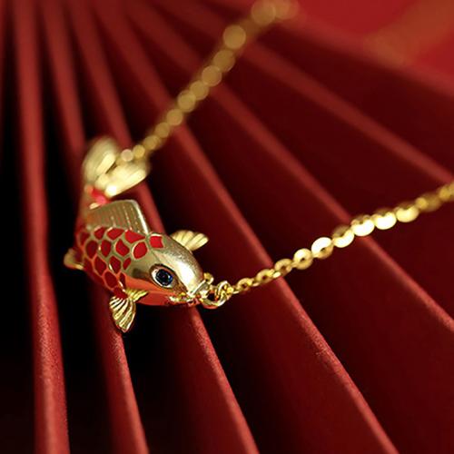 Brass Jewelry Necklace, Fish, fashion jewelry & for woman Approx 45 cm 