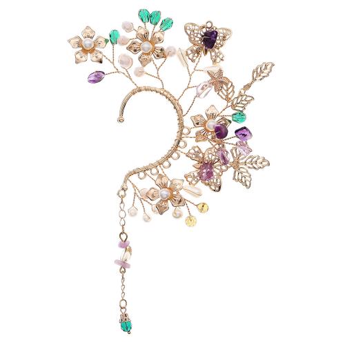 Messing Ohrring Wickeln, mit Kunststoff Perlen, Modeschmuck & für Frau, goldfarben, verkauft von PC[