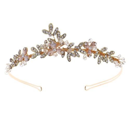 Hair Bands, Zinc Alloy, fashion jewelry & for woman & with rhinestone, golden 