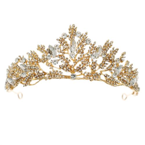 Bridal Tiaras, Zinc Alloy, fashion jewelry & for woman & with rhinestone, golden 