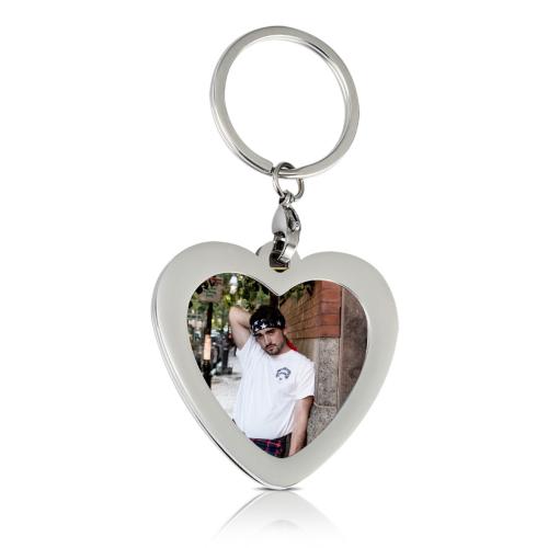 Stainless Steel Key Chain, 304 Stainless Steel, Heart, with photo locket, original color [