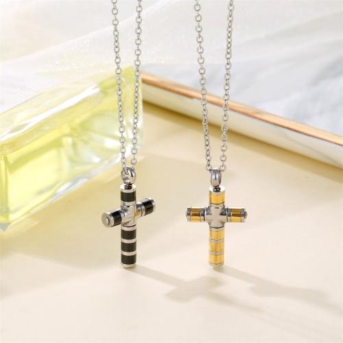 Stainless Steel Jewelry Necklace, 304 Stainless Steel, Cross, plated, Unisex Approx 41-50 cm 