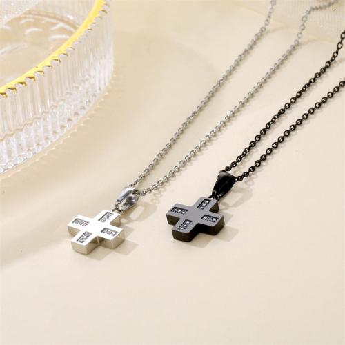 Stainless Steel Jewelry Necklace, 304 Stainless Steel, Cross, plated, Unisex & micro pave cubic zirconia Approx 41-50 cm 