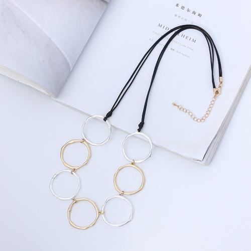 Zinc Alloy Sweater Chain Necklace, with Wax Cord, fashion jewelry & for woman Approx 80 cm 