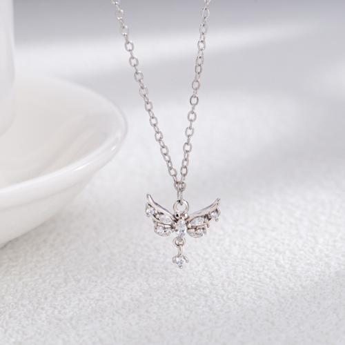Cubic Zircon Micro Pave Brass Necklace, Butterfly, fashion jewelry & micro pave cubic zirconia & for woman Approx 45 cm 