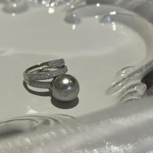Befestigter Zirkonia Messingring Fingerring, Messing, mit Kunststoff Perlen, Modeschmuck & Micro pave Zirkonia & für Frau, keine, Größe:7, verkauft von PC[