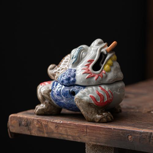 Porcelain Incense Burner, Toad, handmade, for home and office & durable 