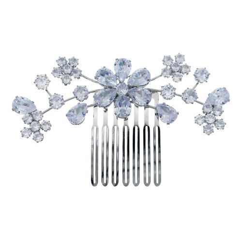 Bridal Decorative Hair Comb, Zinc Alloy, with Cubic Zirconia, fashion jewelry & for woman, silver color [