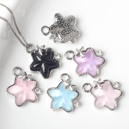 Resin Zinc Alloy Pendants, with Resin, Star, plated, DIY & with rhinestone Approx 2mm 