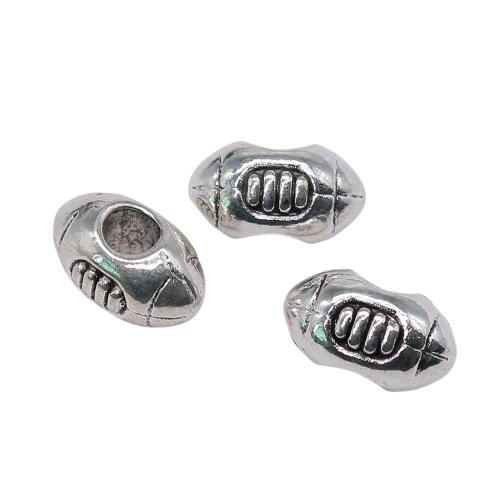 Zinc Alloy Large Hole Beads, Rugby Ball, antique silver color plated, vintage & fashion jewelry & DIY [