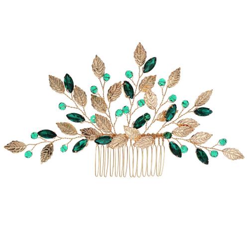 Bridal Decorative Hair Comb, Zinc Alloy, fashion jewelry & for woman & with rhinestone, golden [