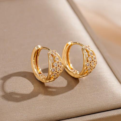 Brass Lever Back Earring, gold color plated, fashion jewelry & for woman & with rhinestone, golden 