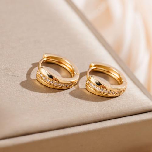 Brass Lever Back Earring, gold color plated, fashion jewelry & for woman & with rhinestone, golden 
