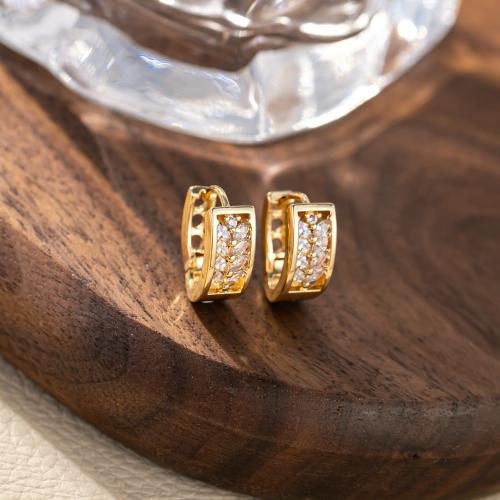 Cubic Zirconia Micro Pave Brass Earring, fashion jewelry & micro pave cubic zirconia & for woman, golden 