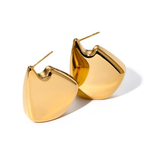 Edelstahl Stud Ohrring, 304 Edelstahl, 18K vergoldet, Modeschmuck & für Frau, goldfarben, 34.8x29.3mm, verkauft von Paar