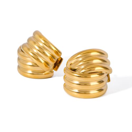 Edelstahl Stud Ohrring, 304 Edelstahl, 18K vergoldet, Modeschmuck & für Frau, goldfarben, 19.4x16mm, verkauft von Paar