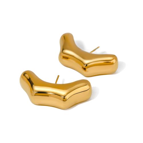 Edelstahl Stud Ohrring, 304 Edelstahl, 18K vergoldet, Modeschmuck & für Frau, goldfarben, 33.3x9.3mm, verkauft von Paar