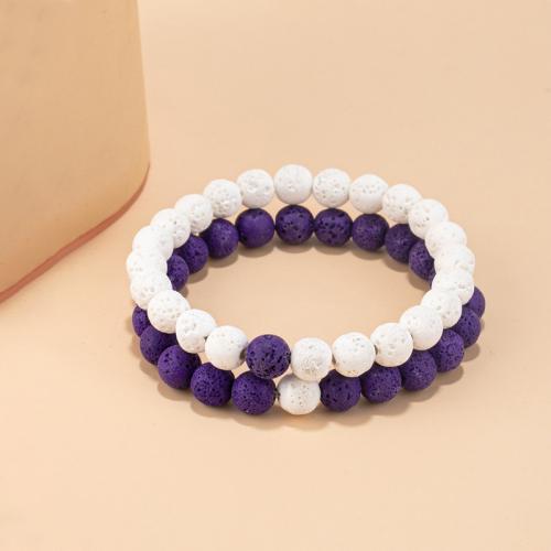 Bracelet de perles de lave, lave volcanique, 2 pièces & bijoux de mode & pour homme, plus de couleurs à choisir, Bead 6mm. cm, Vendu par fixé[