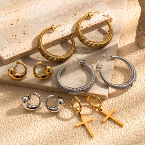 チタン鋼のイヤリング, チタン鋼, 真空イオンプレーティング, 異なるスタイルを選択 & 女性用, 無色, 売り手 ペア
