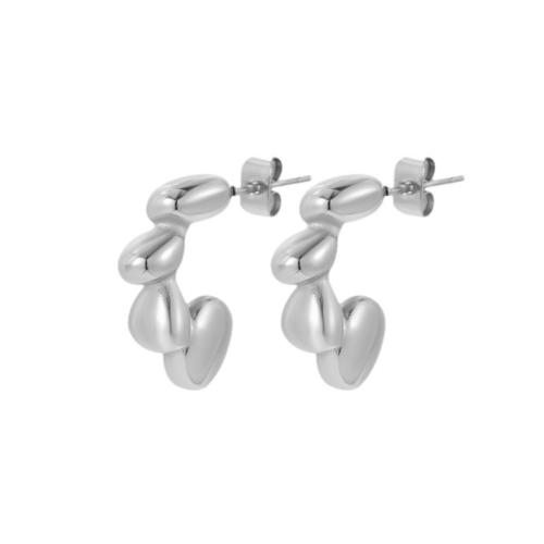 Titan Stahl Ohrringe, Titanstahl, Vakuum-Ionen-Beschichtung, verschiedene Stile für Wahl & für Frau, Platin Farbe, verkauft von Paar