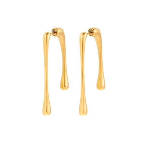 Titan Stahl Ohrringe, Titanstahl, Vakuum-Ionen-Beschichtung, verschiedene Stile für Wahl & für Frau, goldfarben, verkauft von Paar