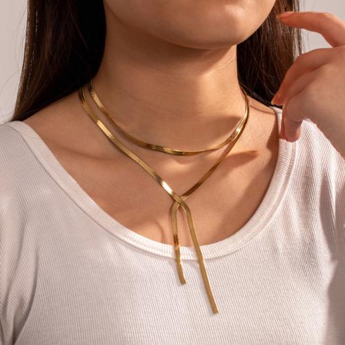 Titan Schmuck Halskette, Titanstahl, Vakuum-Ionen-Beschichtung, verschiedene Stile für Wahl & für Frau, goldfarben, verkauft von PC