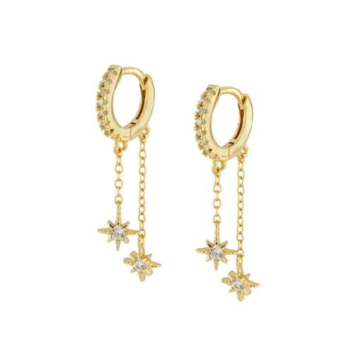 Cubic Zirconia Micro Pave Brass Earring, micro pave cubic zirconia & for woman Inner diameter 9mm 