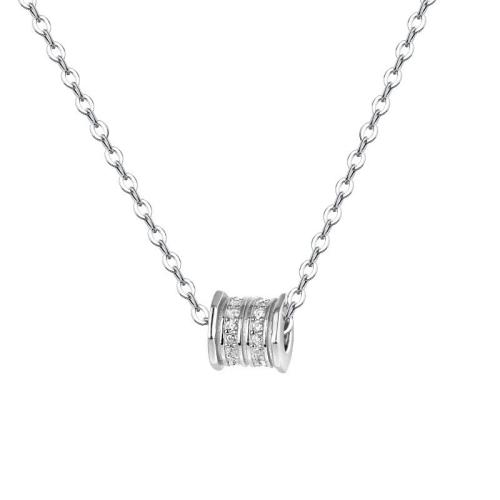 925 Sterling Silver Necklace, with 2inch extender chain, platinum plated, cross chain & for woman & with rhinestone Approx 15.7 Inch 