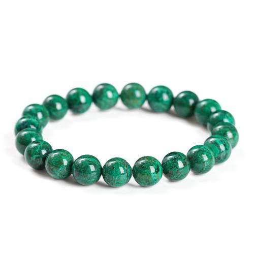 Chrysocolla Bracelet, Round, handmade, Unisex green Approx 7-9 Inch 