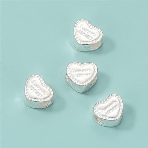 Sterling Silver Spacer Beads, 925 Sterling Silver, Heart, DIY, silver color Approx 4mm 