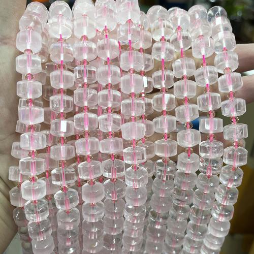 Natural Rose Quartz Beads, Flat Round, fashion jewelry & DIY & faceted, pink, Length about 8-12mm Approx 38 cm 