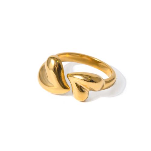 Stainless Steel Finger Ring, 304 Stainless Steel, 18K gold plated, fashion jewelry & for woman, gold, Inner .65cm 