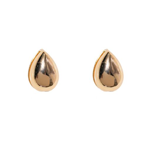 Brass Huggie Hoop Earring, Teardrop, fashion jewelry & for woman, gold 