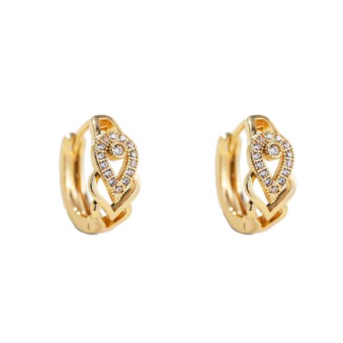 Cubic Zirconia Micro Pave Brass Earring, fashion jewelry & Unisex & micro pave cubic zirconia, gold 