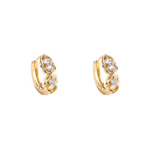 Cubic Zirconia Micro Pave Brass Earring, fashion jewelry & micro pave cubic zirconia & for woman, gold 
