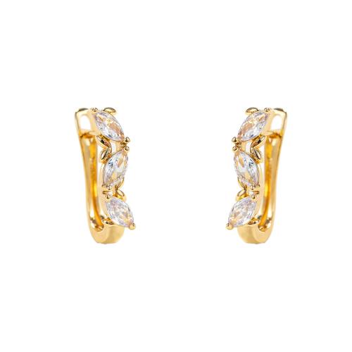 Cubic Zirconia Micro Pave Brass Earring, fashion jewelry & micro pave cubic zirconia & for woman, gold 