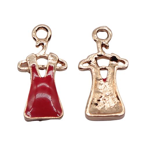 Zinc Alloy Enamel Pendants, Skirt, antique gold color plated, vintage & fashion jewelry & DIY, red 