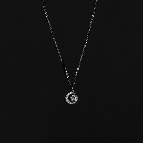 Cubic Zircon Micro Pave Brass Necklace, fashion jewelry & micro pave cubic zirconia & for woman Approx 45 cm 