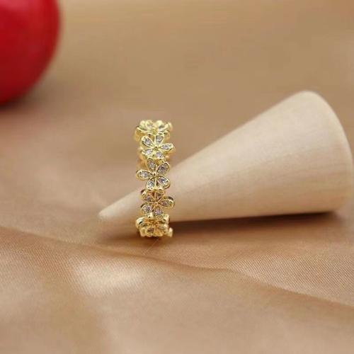 Cubic Zirconia Micro Pave Brass Finger Ring, Flower, fashion jewelry & micro pave cubic zirconia & for woman US Ring 