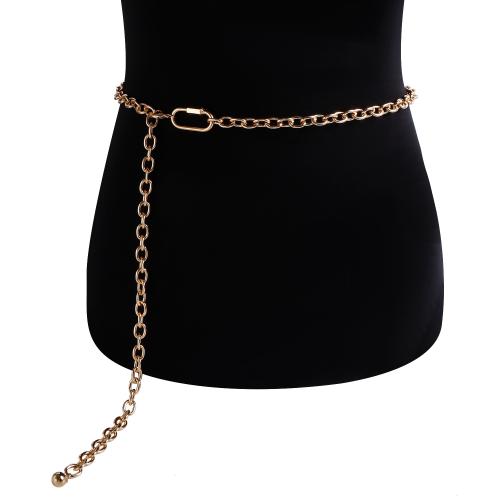 Decorative Chain Belt, Zinc Alloy, gold color plated, for woman 