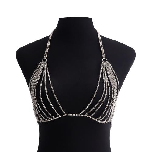 Decorative Chain Belt, Zinc Alloy, silver color plated, for woman 