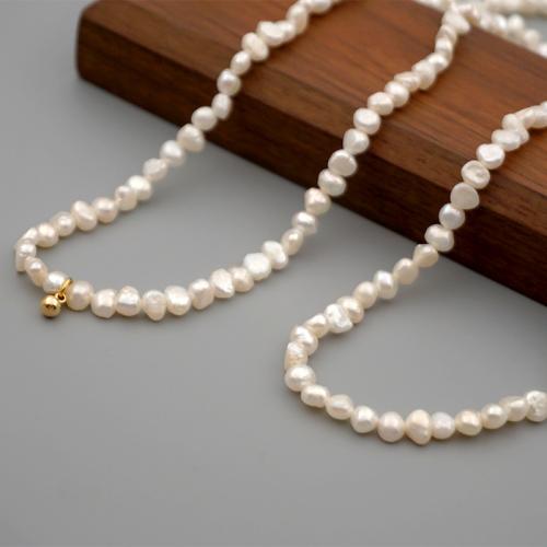 Природное пресноводное жемчужное ожерелье, Пресноводные жемчуги, с титан, с 5.5cm наполнитель цепи, ювелирные изделия моды & различные модели для выбора, белый, длина:37 см, продается PC
