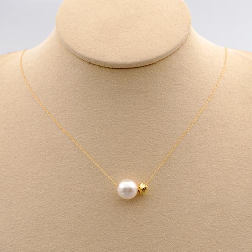 Crystal Necklace, Titanium Steel, with Crystal Pearl, with 5.5cm extender chain, plated, fashion jewelry golden cm 
