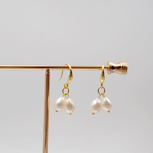 Freshwater Pearl Brass Earring, with Freshwater Pearl, plated, fashion jewelry, golden, 30mm 