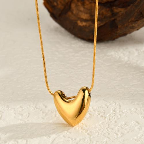 Stainless Steel Jewelry Necklace, 304 Stainless Steel, with 5cm extender chain, Heart, plated, fashion jewelry, golden, 18mm cm 