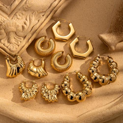 Titanium Steel Earrings, Vacuum Ion Plating & for woman, golden 