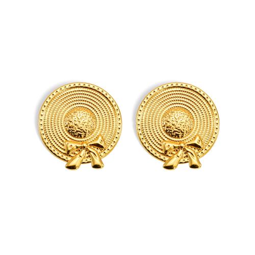 Stainless Steel Stud Earring, 304 Stainless Steel, plated, for woman, golden 