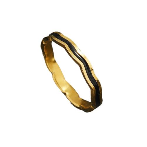 Enamel Stainless Steel Finger Ring, 304 Stainless Steel, plated  & for woman, golden [
