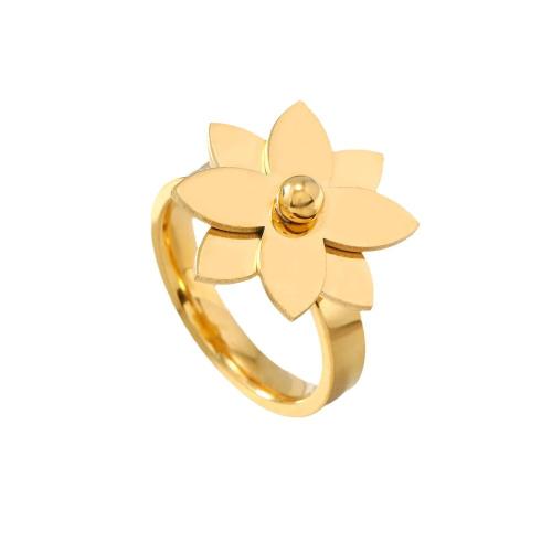Stainless Steel Finger Ring, 304 Stainless Steel, petals, plated & for woman 